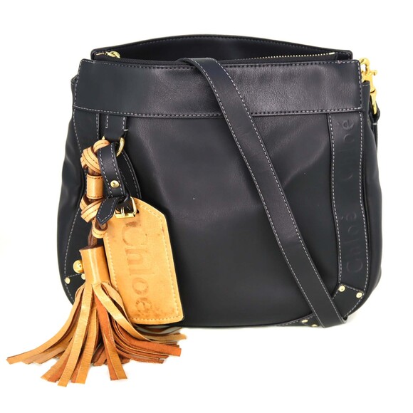 Chloe Handbags - Chloe shoulder bag leather black fringe tassel by
